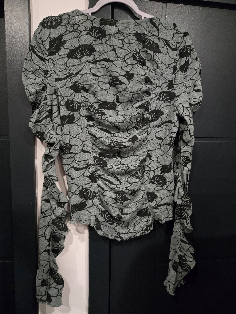Floral Ruched V-Neck Long SleeveFree People Through The Medow XL Nwt - Picture 3 of 4